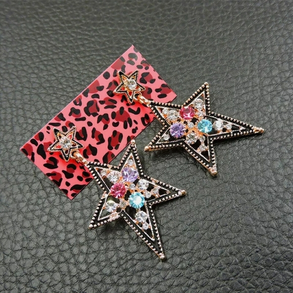 Multicolor Crystal star drop earrings - Picture 4 of 5